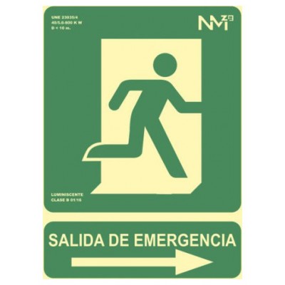 SEÑAL HOMOLOGADA SEGURIDAD SALIDA EMERGENCIA DERECHA 320x160MM PVC VERDE ARCHIVO2000 6170-16H VE (Espera 4 dias)